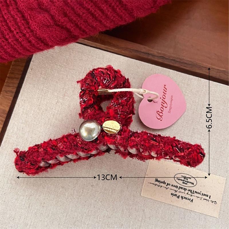 

Трендовая Элегантная Красная Плюшевая Заколка-Краб для Волос, Обруч для Волос, Милые Зажимы-Акулы, Повязка на Голову для Девочек, Головной Убор на Год, Аксессуары для Волос