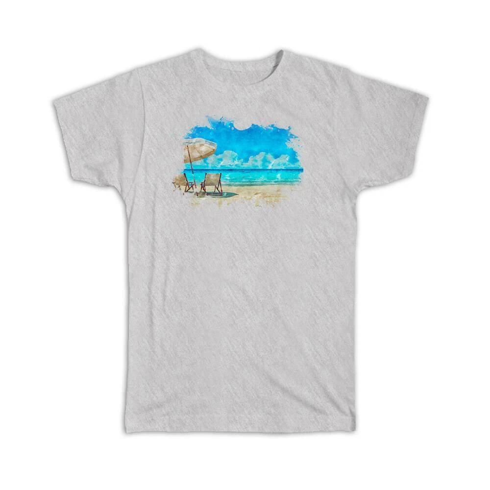 

Gift T-Shirt : Watercolor Scenary Beach Chairs Frame XL