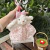 Cartoon Bow Plush Rabbit Keychain Stuffed Drooping Ear Rabbit Pendant  Girl's Toy