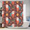 Santa Claus Shower Curtain Christmas Pattern Decorative Linen Waterproof Bath Rug Cover for Home Decoration Multicolored