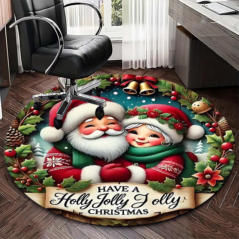 1pc Holly Jolly Christmas Chair Mat: Anime Cartoon Design, Non-Slip Carpet for Office Chair, Home Decor, Living Room, Bedroom, Game Room & Dormitory.J