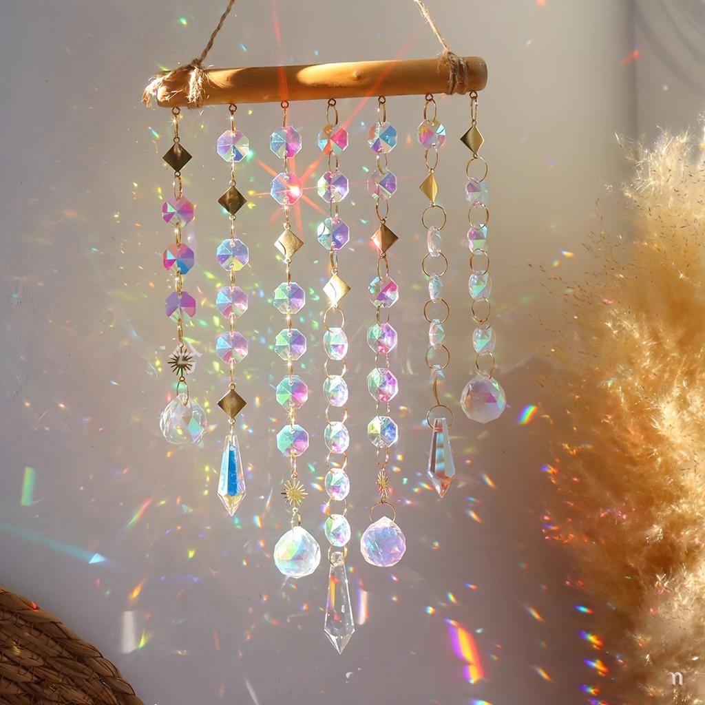 1PCS Fantasy Crystal Wind Chime Hanging Window Room Illusion Rainbow Home Hanging Wall Decoration Outdoors Decor Suncatcher Gift