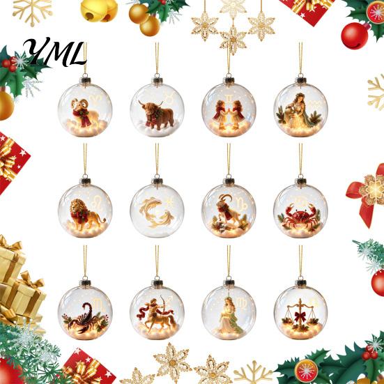 Decorative Animal Ornaments Zodiac Christmas Ornament, Twelve Sign Hanging Decoration, 2D Acrylic Timeless Holiday Keepsakes Horoscope Pendant