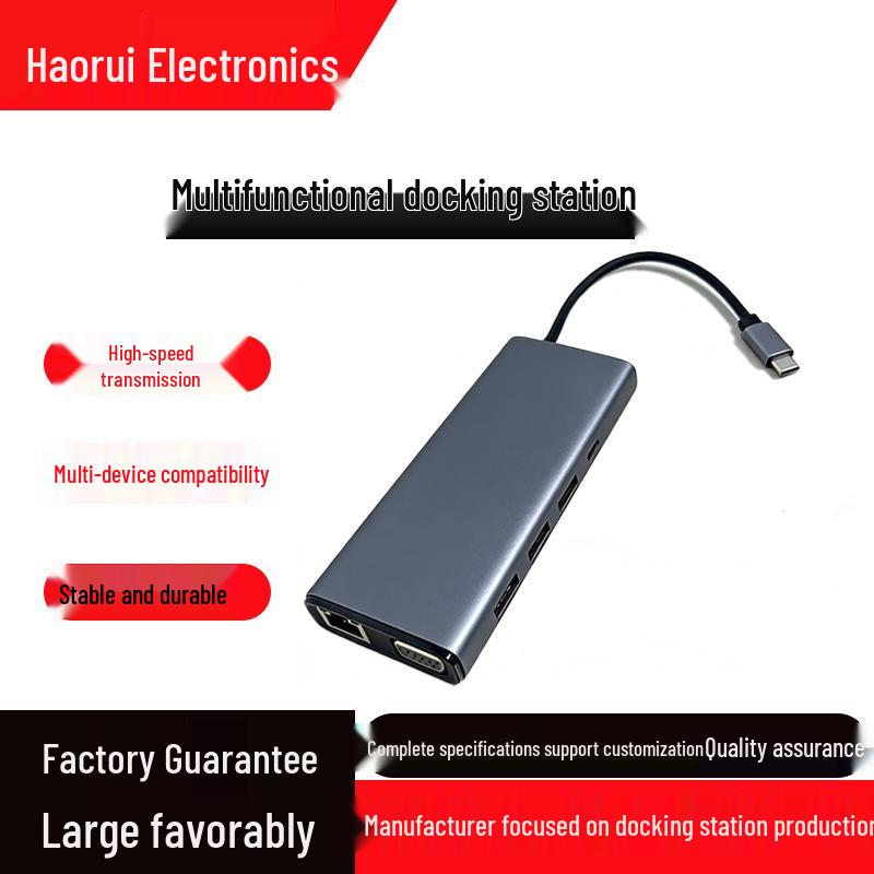 USB-C Docking Station: Multi-Device Connectivity with Network, HDMI, USB, and Card Reader Support