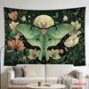 Oversized Moth Floral Tapestry Boho Wall Decor Botanical Butterfly Art Print for Bedroom Gothic Nature Room Decor