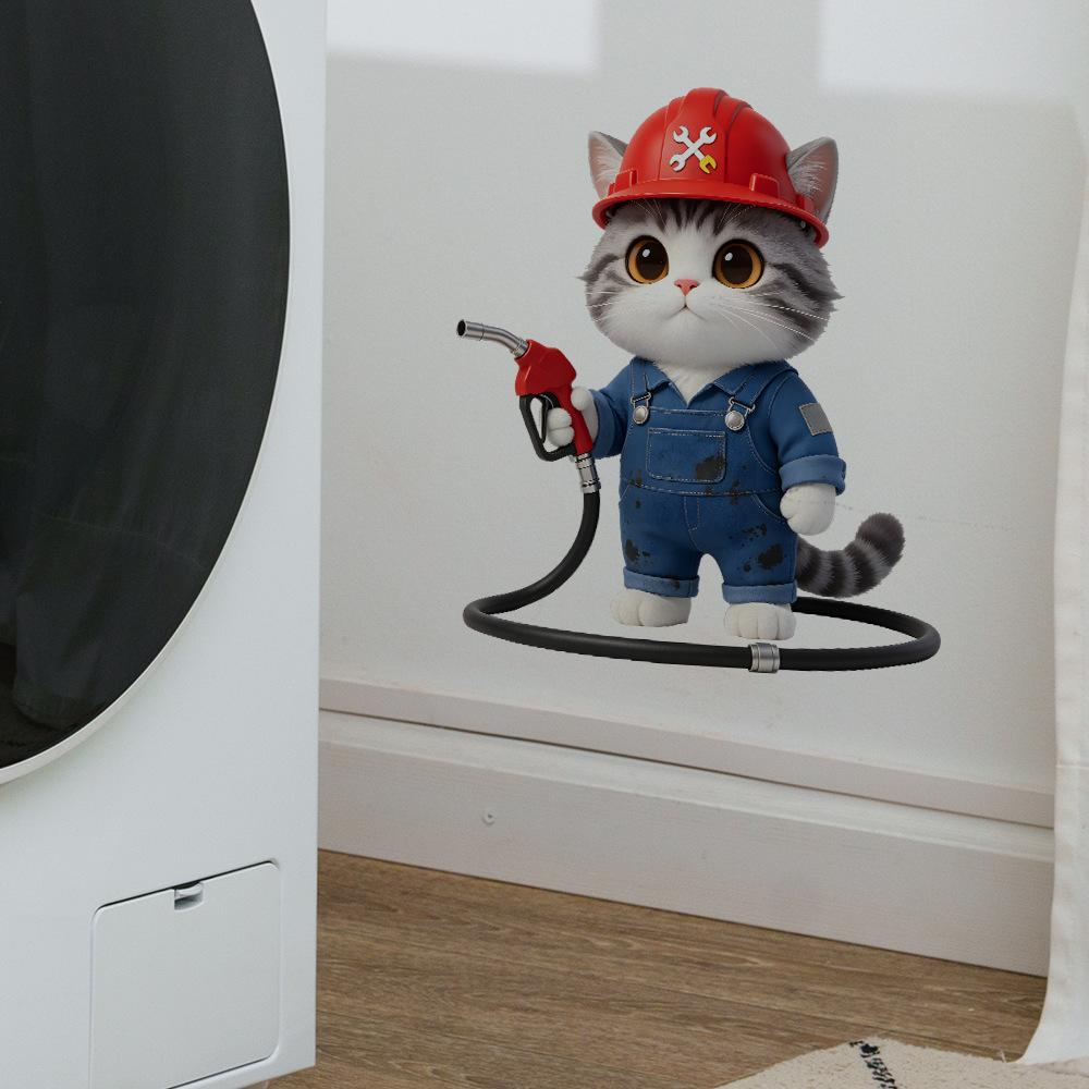 Cat Cartoon Decal Static Cling Wall Fridge Car Sticker Multipurpose Removable DIY Decor