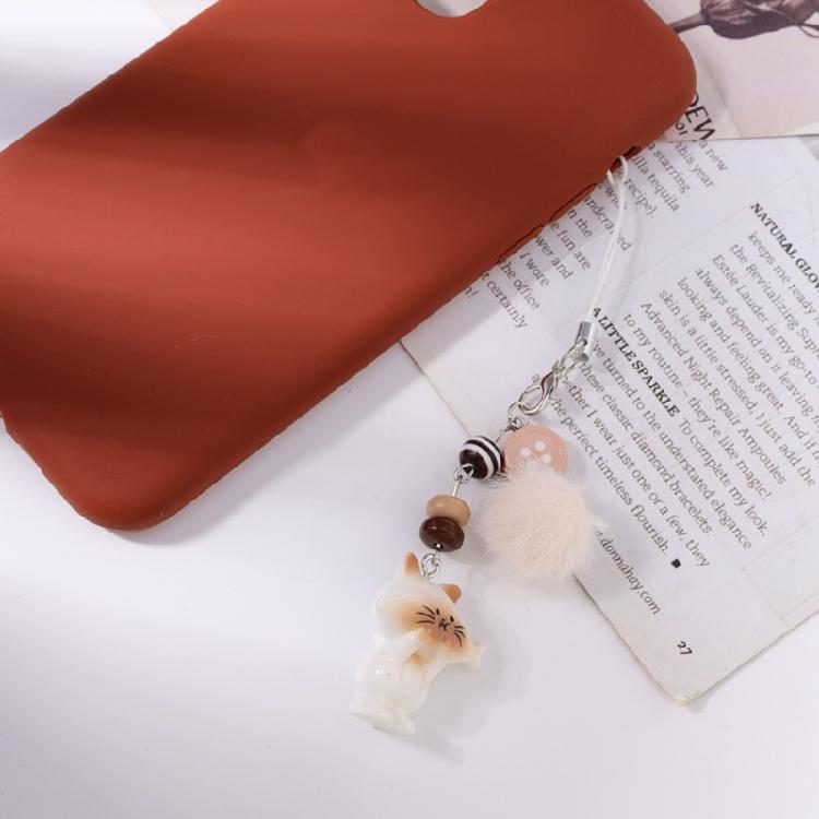 Sturdy Resin Cat Keychain Adorable Phone Accessory Compact Pet Lover Lightweight Phone Charm Gift for Everyday Use