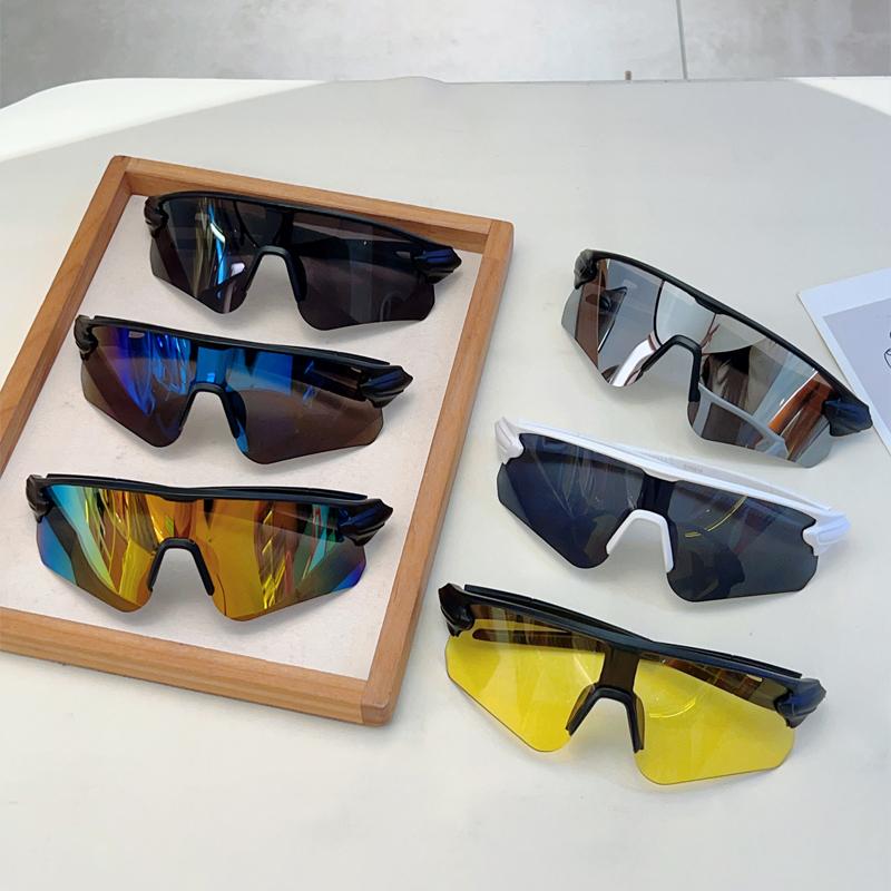 Semi Rimless Sports Goggle Men Oversized Mirror Professional Cycling Sunglasses Wrapped Round Anti-UV Protective Shades
