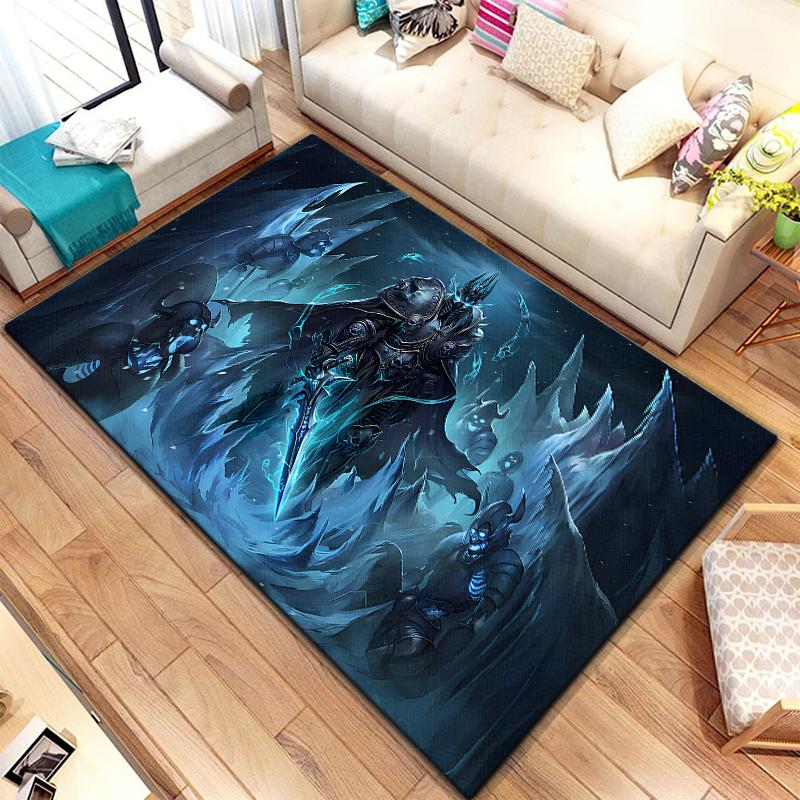 Spiel World of Warcraft Teppich für Wohnzimmerteppiche Camping Stranger Things Picknickmatte Rutschfester E-Sport-Teppich Yogamatte Fans Geschenk