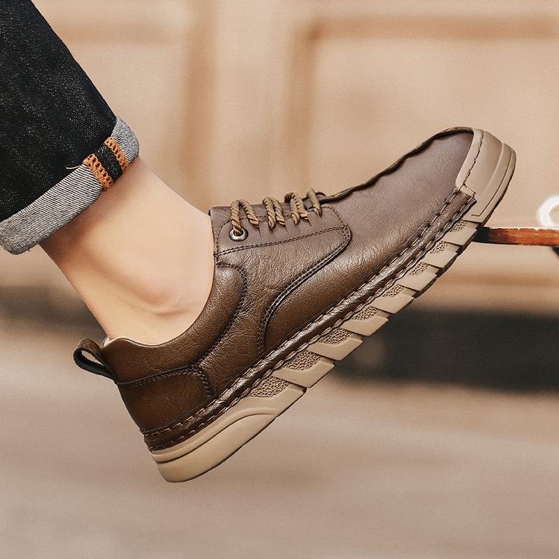 Lightweight Men's Casual Leather Shoes Comfortable Walking Shoes Suitable for Daily Wear Hiking Shoes Treking Footwear Sneakers