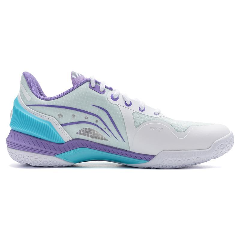 Li Ning Raid Rubber Slip Resistant Low top Badminton Shoes Unisex Standard White Sea Blue AYZT009-1