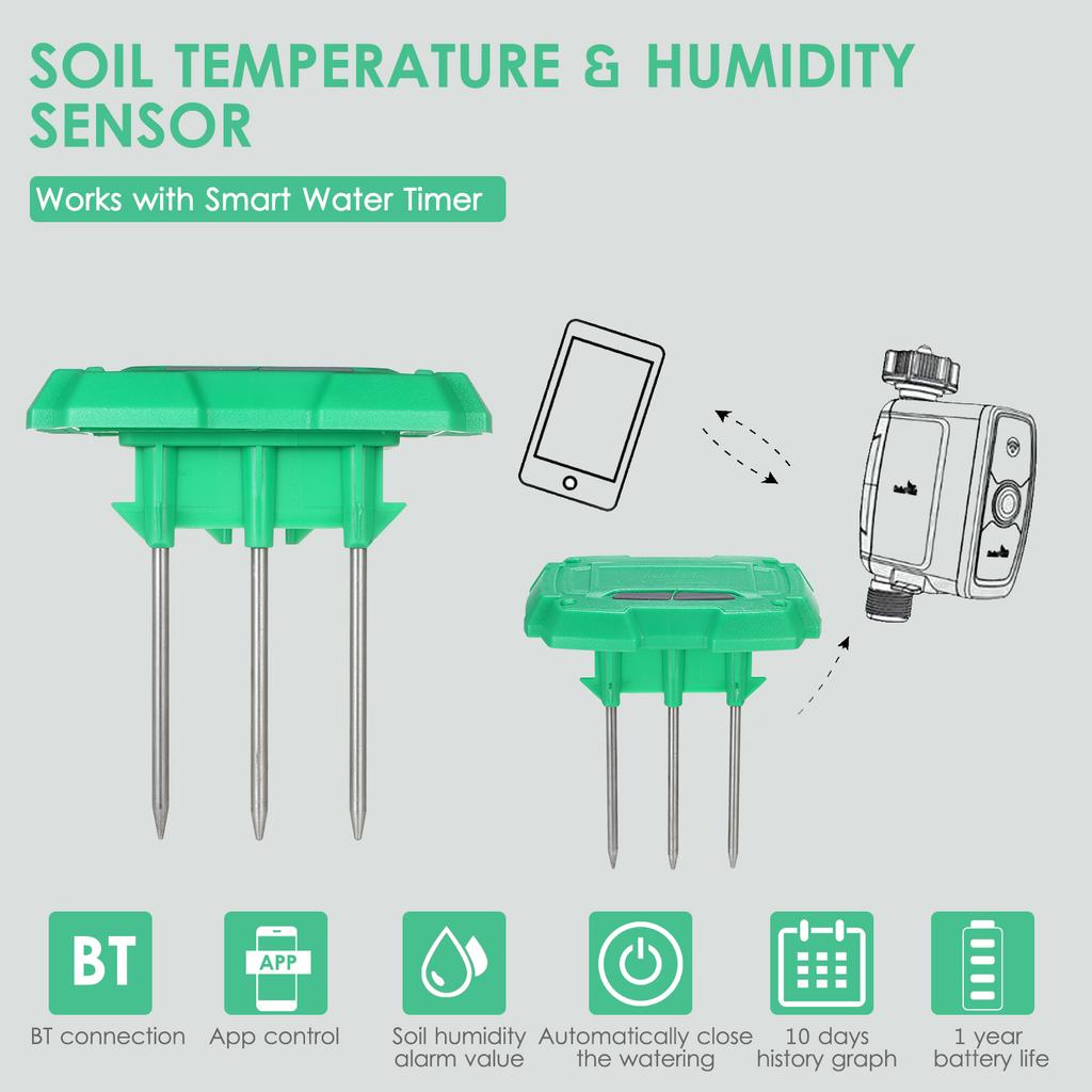 BT App Control Soil Temperature Moisture Sensor Meter Irrigation Soil Thermometer Humidity Sensor