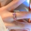 Y2K Rosa Kristall Schleife Zirkon Ringe für Damen Mode Süß Liebenswertes Mädchen Offen Verstellbarer Ring Kpop Party Schmuck Geschenk 2023