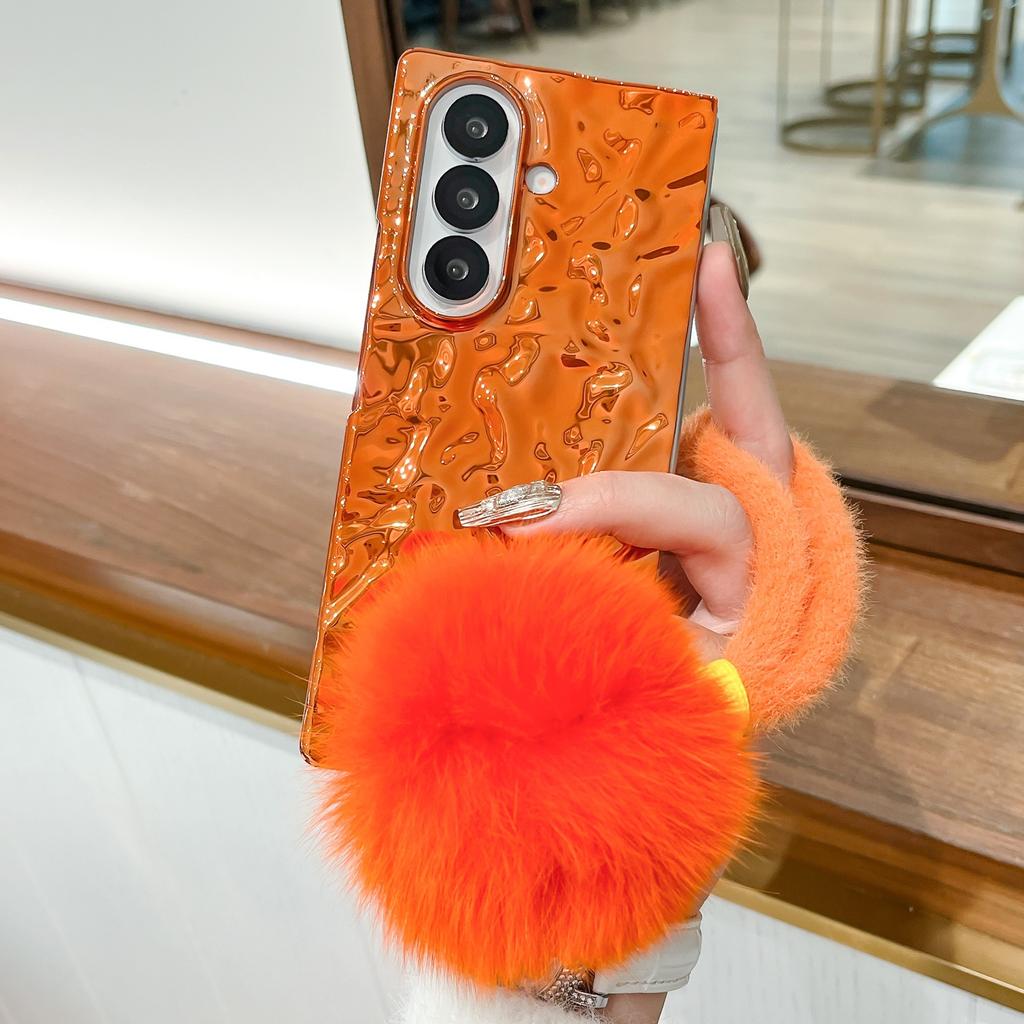 Applicable to Samsung galaxyzfold1 mobile phone case electroplating orange new Z Fold1 personalized hard case Z Fold1 flip folding screen
