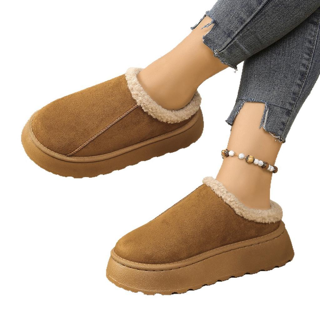Inner height-increasing fluffy shoes for women's new winter high-end cotton shoes, fleece to keep warm, fairy evening wind single shoes, cotton 