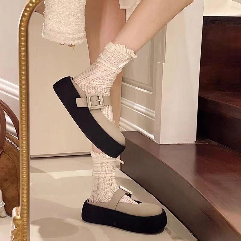 Summer Wear 2025 New Bag Head Slippers Women's Thick-bottomed Muffin Half Slippers Super Fire French Beautiful Cool Slippers
