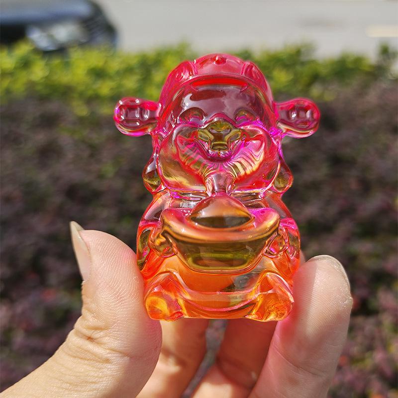 Crystal Glass God of Wealth Ornament: Home & Wedding Decoration Gift