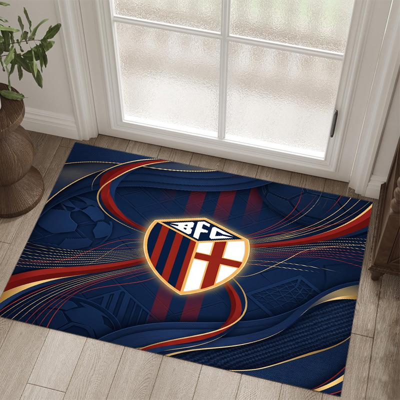 Bologna FC Design Crystal Velvet Carpet Cozy Non?Slip Printed Rug For Bedroom Living Room Entrance