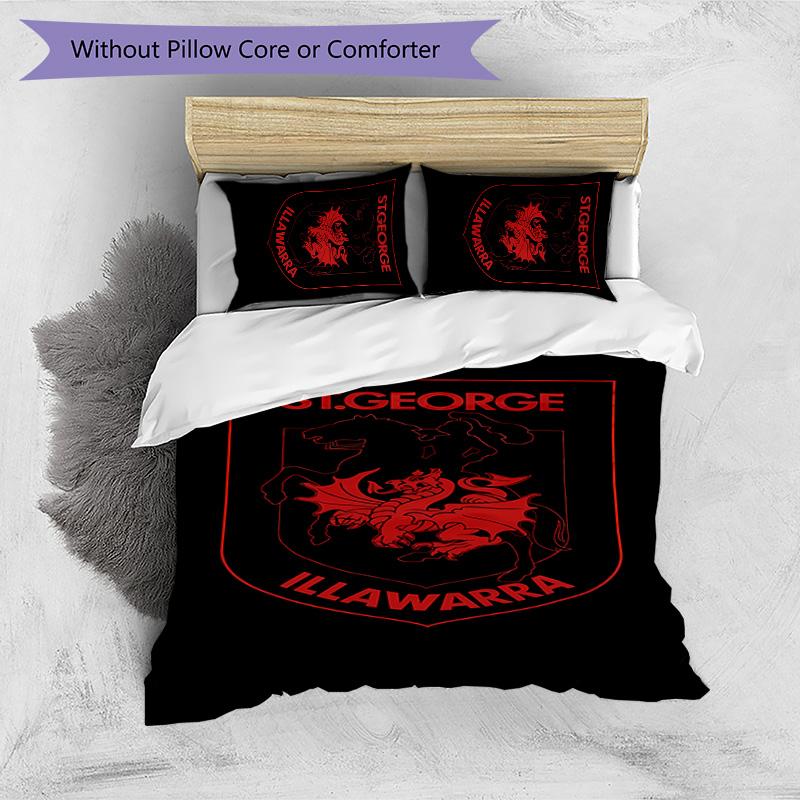St George Dragon Printed 3PCS Bedding Set Soft Breathable Duvet Cover Pillowcases Set Washable Bedroom Decor Home Gift