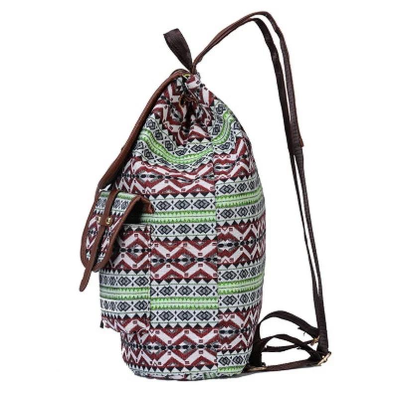 2024 Women Canvas Vintage Backpack Ethnic Knitted Backpacks Backpacks Printed Travel Backpack Schoolbag