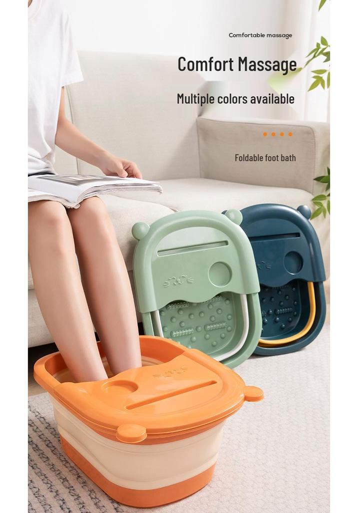 Foldable Foot Bath Basin with Lid and Foot Protection, Over-the-Calf Design, Constant Temperature, Plastic Basin for Foot Soaking and Washing.