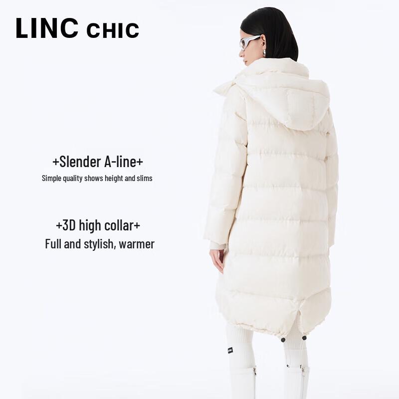 Jinyujie Women's Mid-Length Hooded 90% White Duck Down Jacket