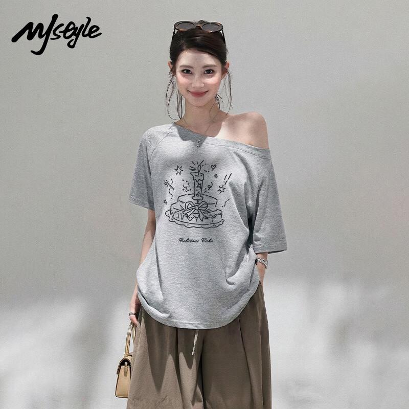 MJ Style Off-Shoulder Short Sleeve T-Shirt for Women M
