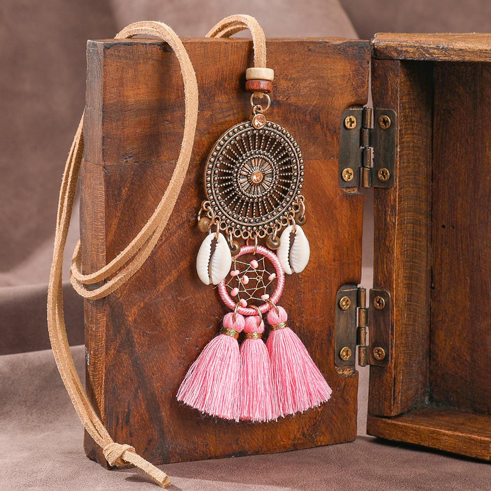 

1pcs Vintage Boho Pendant Necklace for Women Shells&Tassel Design Beach Vacation Gifts Rhinestone inlay Party Decors Versatile