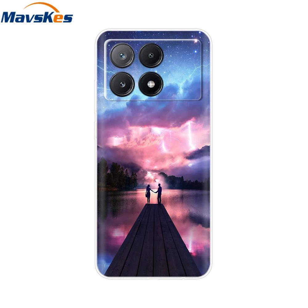 For Xiaomi Poco X6 Pro Case TPU Soft Painted Phone Cases For Xiomi Poco X6 PocoX6 Pro 5G Silicone Cover Flower Fundas Protective