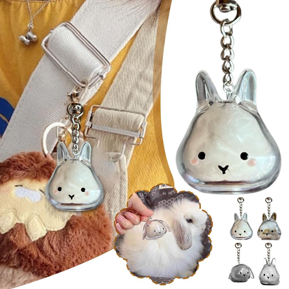 Pet Hair Keepsake Box Memorial Bottle For Rabbit Fur Storage Container Transparent Rabbit Hair Organizer Pendant Keychain