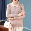 QianLian Women's Long-Sleeve Lapel Knit Base Layer Top