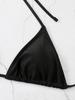 2025 European & American Solid Color Lace-Up Halter Triangle Bikini