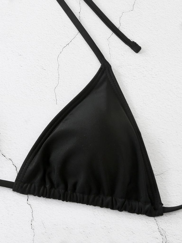 2025 Európske a americké jednofarebné šnurovacie halter trojuholníkové bikiny