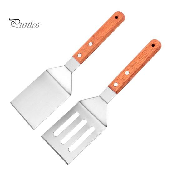 

Набор из нержавеющей стали для жарки с деревянной ручкой, жаропрочные твердые лопатки с антипригарным покрытием, прорезные лопатки для жарки, выпечки, переворачивания и переворачивания 1 Set