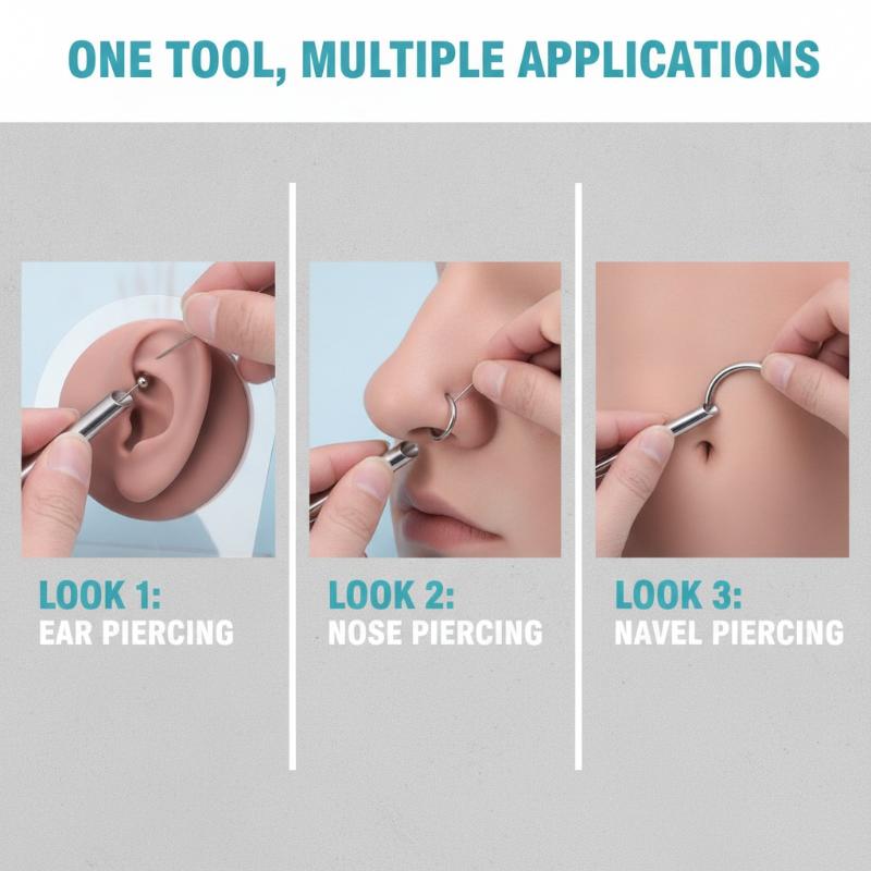 1 Pezzo Strumento per Piercing in Acciaio Inossidabile Strumento per Gioielli del Corpo Tubo Ricevitore per Piercing Accetta Aghi Tubo Ricevitore per Aghi