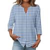 Blusa casual da donna elegante a righe e quadretti stampati