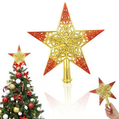 8 Inches Star Christmas Tree Topper Xmas Tree Star Hollowed-Out Christmas Star Ornaments for Christmas Tree Decoration