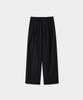 Jeilium Owens Linen Double-Pleated Elastic Trousers Black
