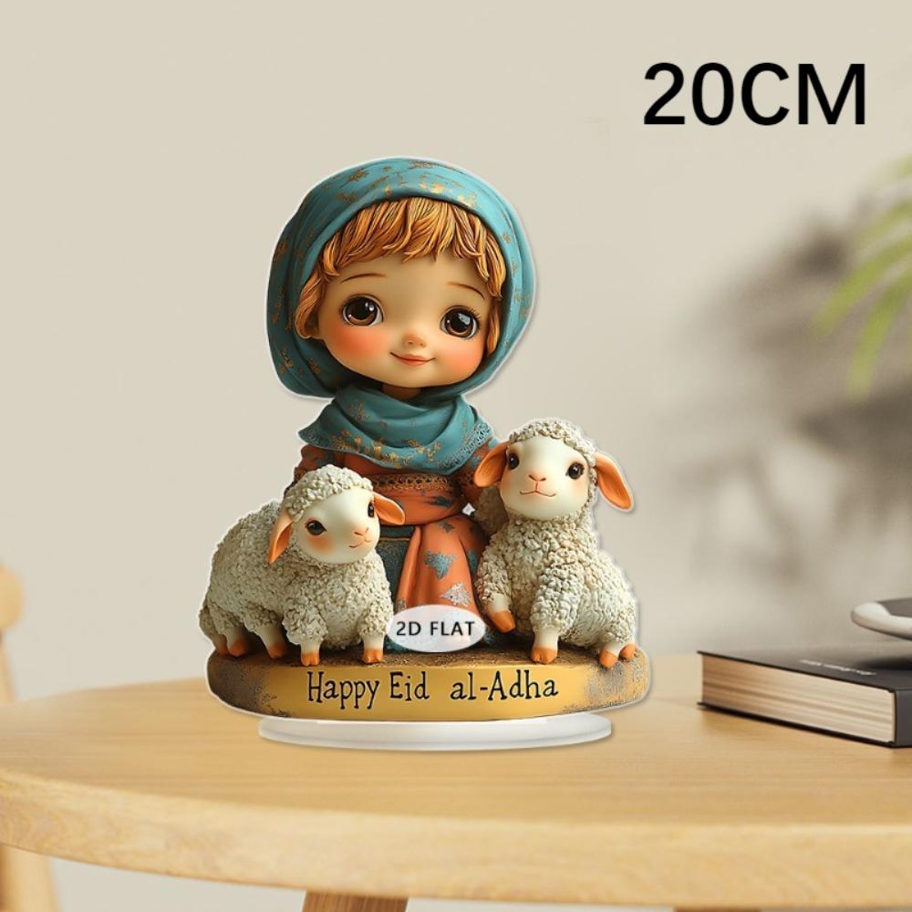 

2D Blue Orange Gold Sheep & Figure Decor Tea Room Shelf Art Space Ornament 1