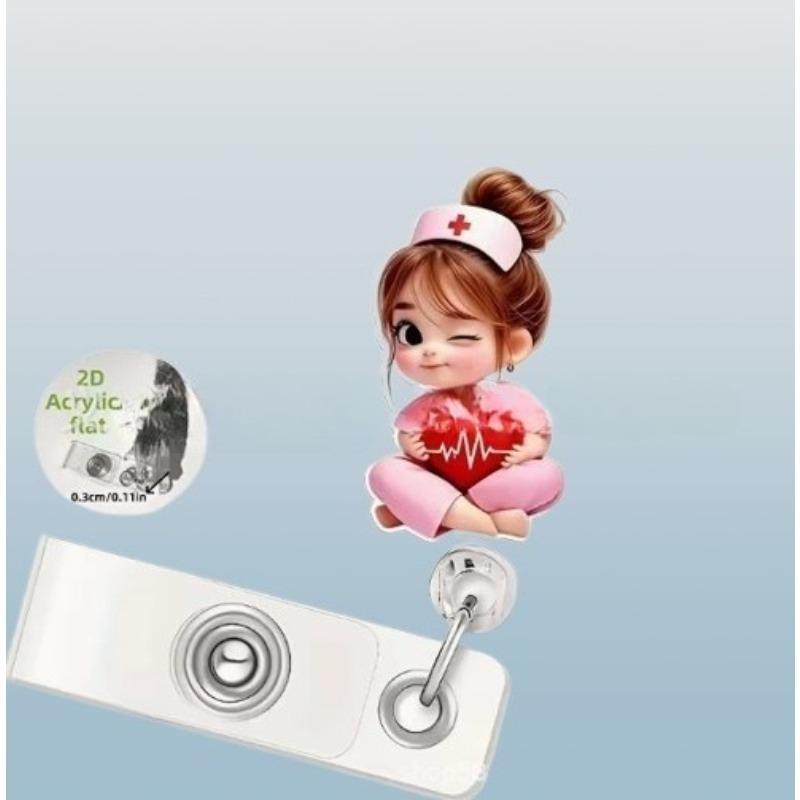 Cute Ambulance Retractable Nurse Badge Reel Clip Cartoon Medicine Doctor Students IC ID Card Badge Holder
