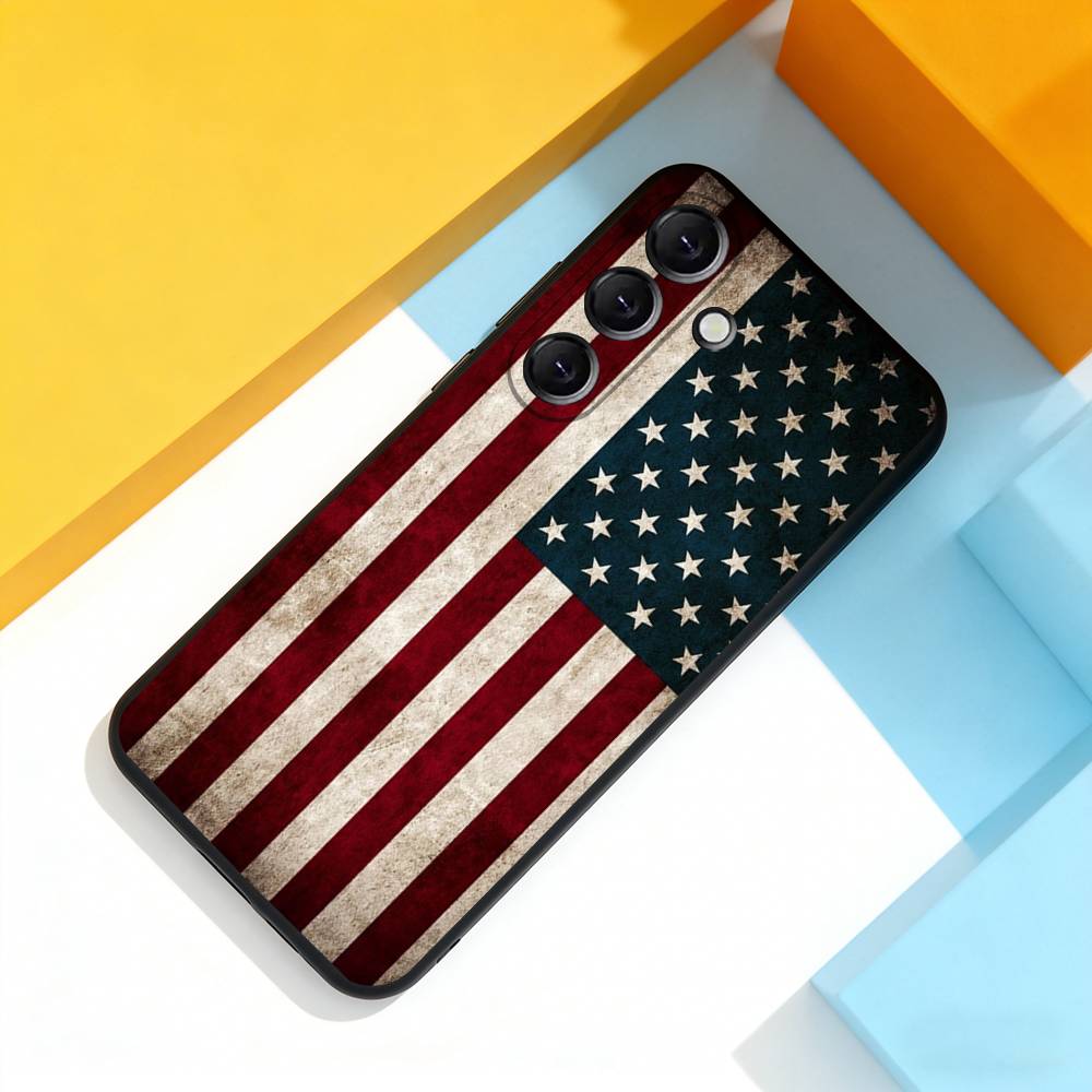 America USA Flag Cool For Samsung Galaxy A 73,72,51,53,52,71,22,5G,Note,J7,8,9 Soft Black Cover Phone Case