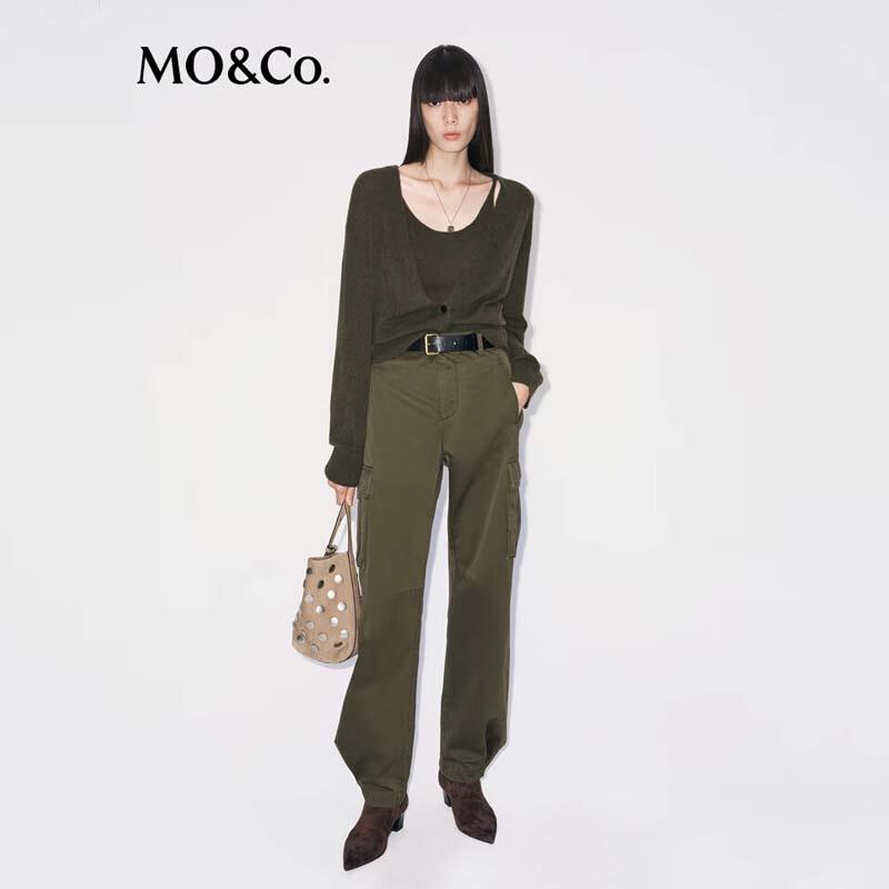 MO&Co. Women's Combed Cotton Drawstring Cargo Pants