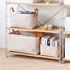 Simple Foldable Woven Jute Fabric Storage Basket for Wardrobe