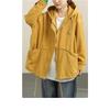 DIMANAF 2023 Femmes Longueur Coupe-Vent femme Grande Irrégulière Coréenne Ample À Capuche Mode Jaune Grande Taille Point Ouvert