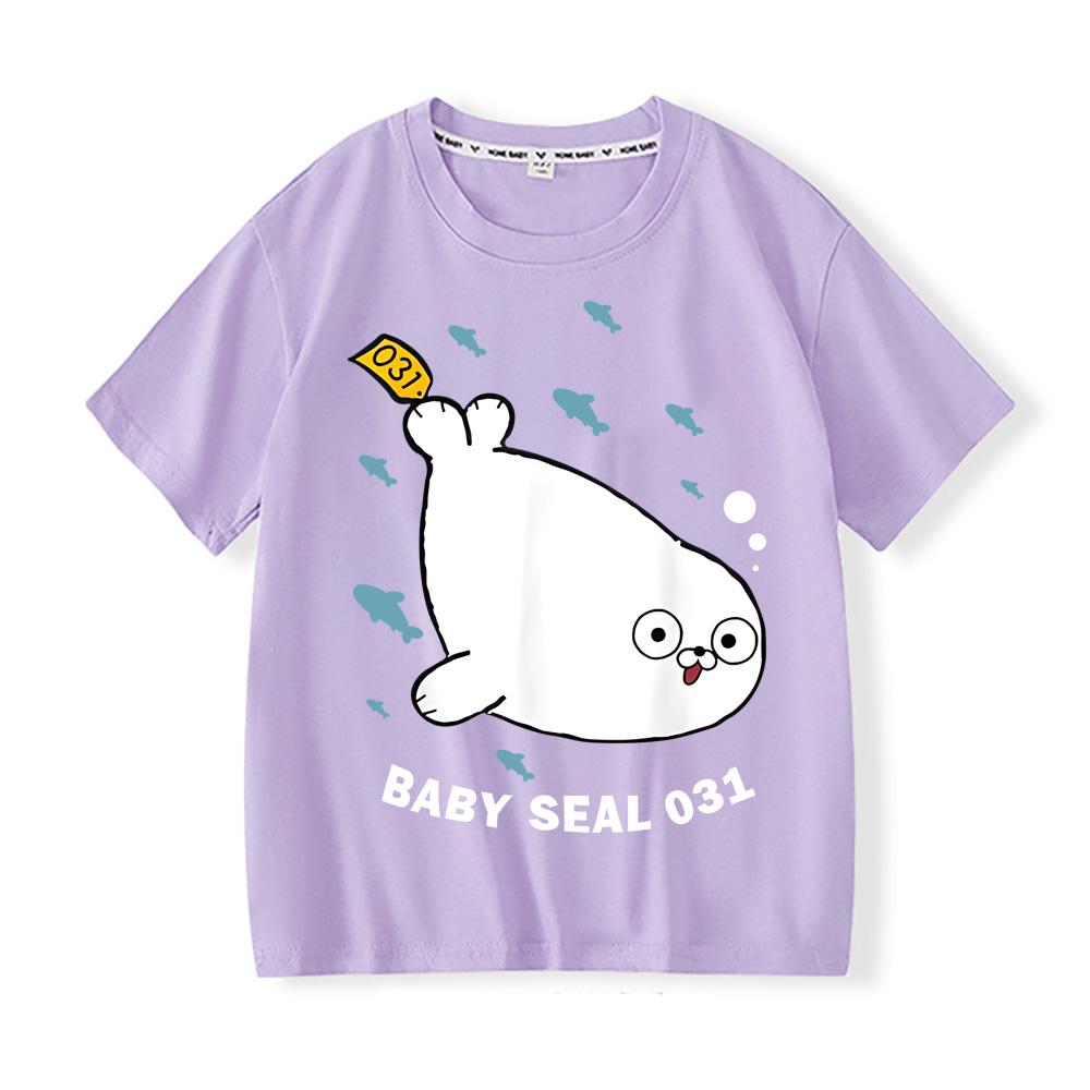 Kawaii Sealook T-shirts 2026 New Style Cartoon Print Cotton Tshirt Crew Neck Cartoon Boys/girls T Shirt