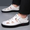 Summer Men Sandals Breathable Casual Sandals Hollow Out Beach Shoes Men's Non-slip Driving Shoes Office Business Leather Sandals