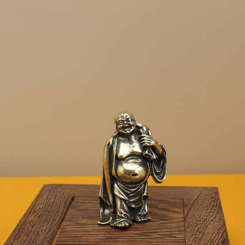 All Brass Eighteen Arhat Ornaments Collection Antique Retro Dragon and Tiger Tabletop Copper Ornaments Solid Mini Copper Man