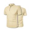 Men's Henrey Shirt Slim Fit Casual Patchwork Button Up Solid Color Polo Shirts Short-sleeved T-shirts