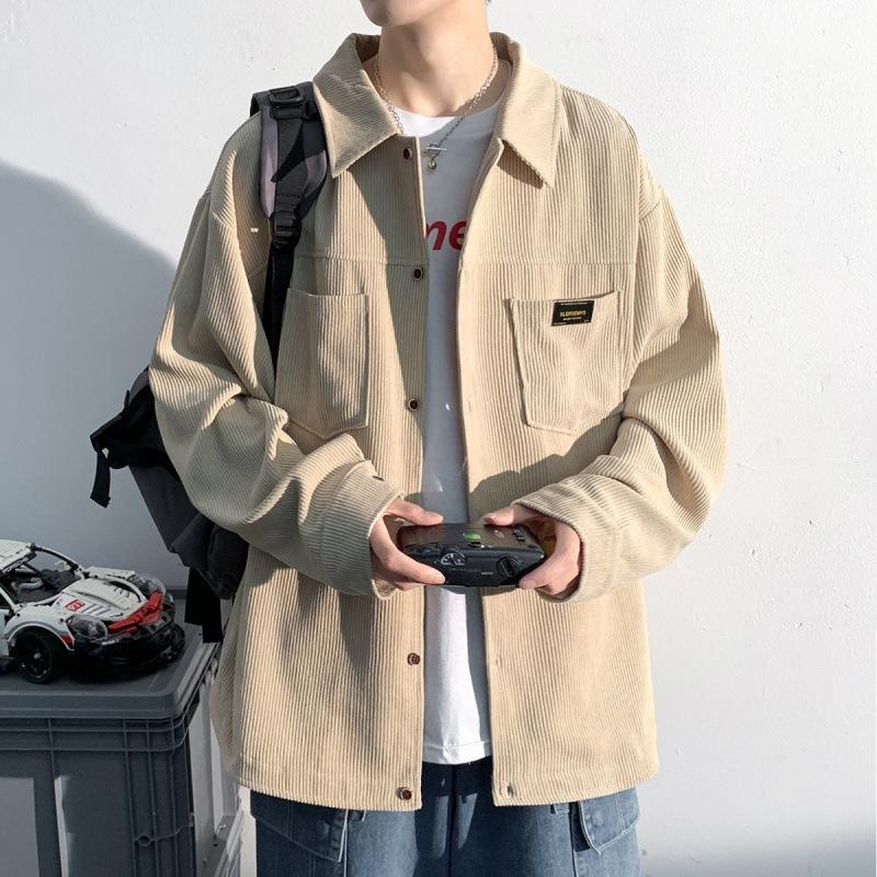 

Pocket Corduroy Long Sleeved Shirt for Men 3XL хакі