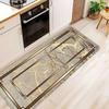 VIKAMA Marble Pattern Hallway Rug, Modern Gold Texture Rug, Non-Slip Kitchen & Entryway Mat, Breathable Indoor Rug